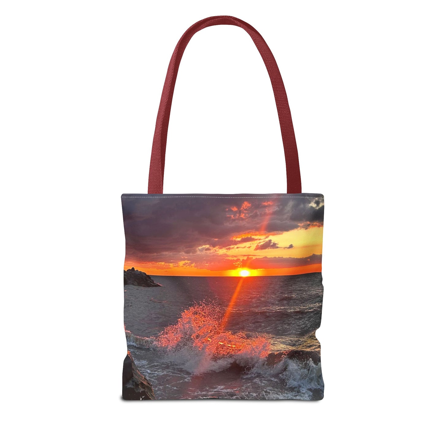 Stylish Photo Tote Bag • "Fiery Splash at Avon Lake" • 5 color handle choices