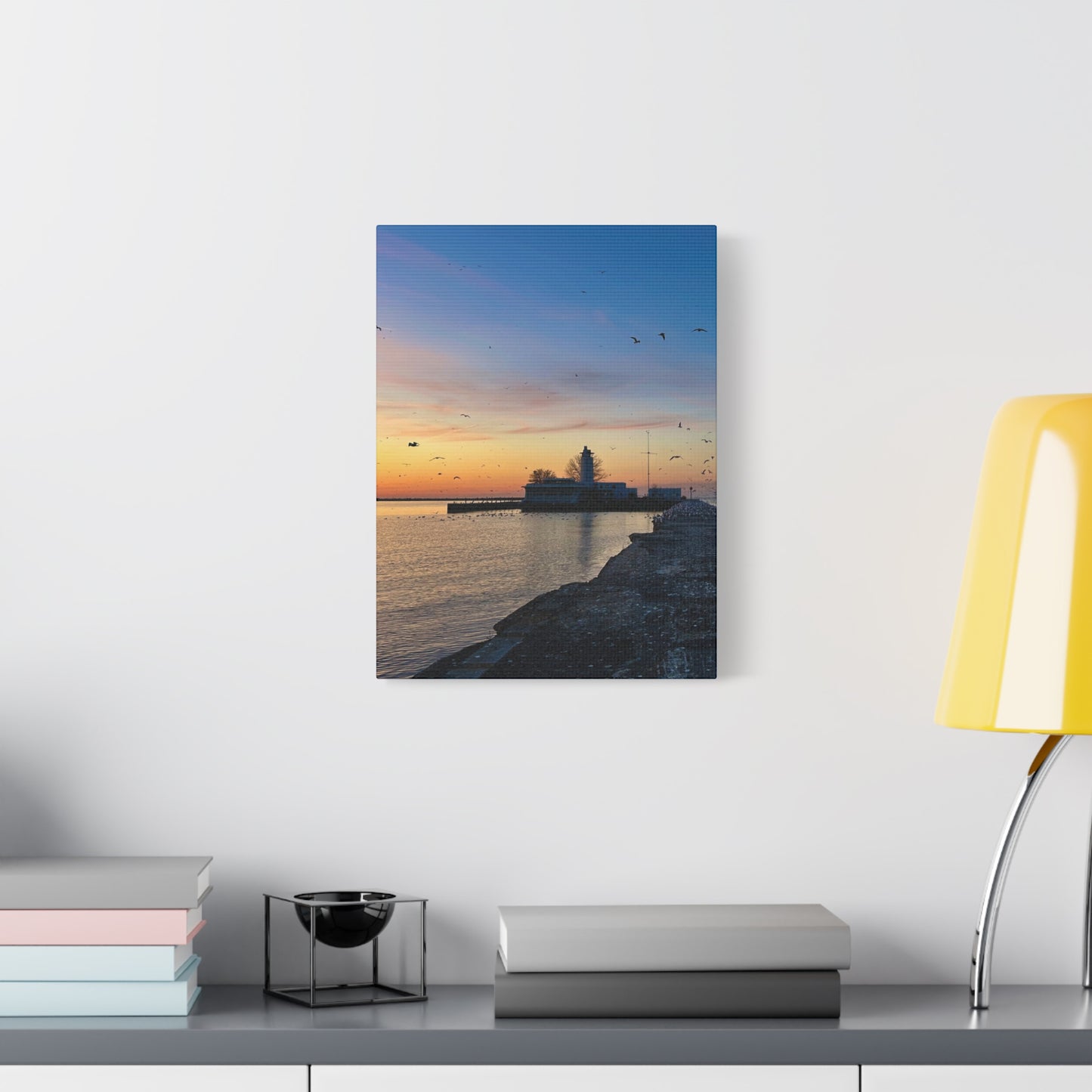 Colorful Canvas Print • "Breakwater Birds" • Vertical or Horizontal orientations • Sizes from 8"x10" to 30"x40"