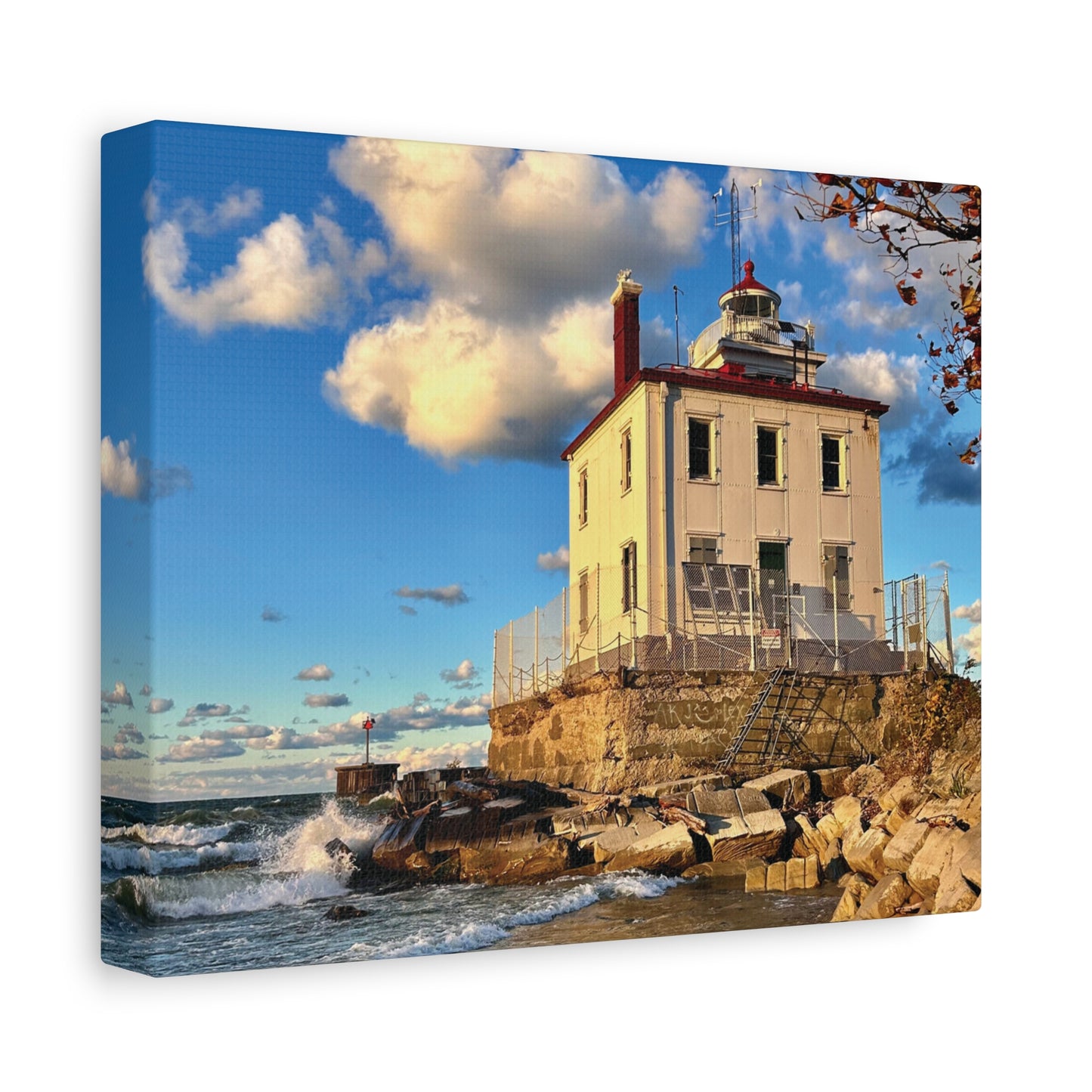 Colorful Canvas Print • "Fairport Harbor West Breakwater Light" • Vertical or Horizontal orientations • Sizes from 8"x10" to 30"x40"