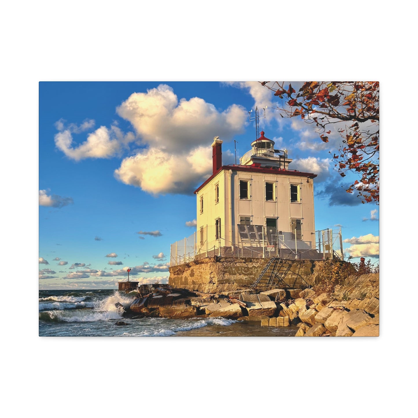 Colorful Canvas Print • "Fairport Harbor West Breakwater Light" • Vertical or Horizontal orientations • Sizes from 8"x10" to 30"x40"
