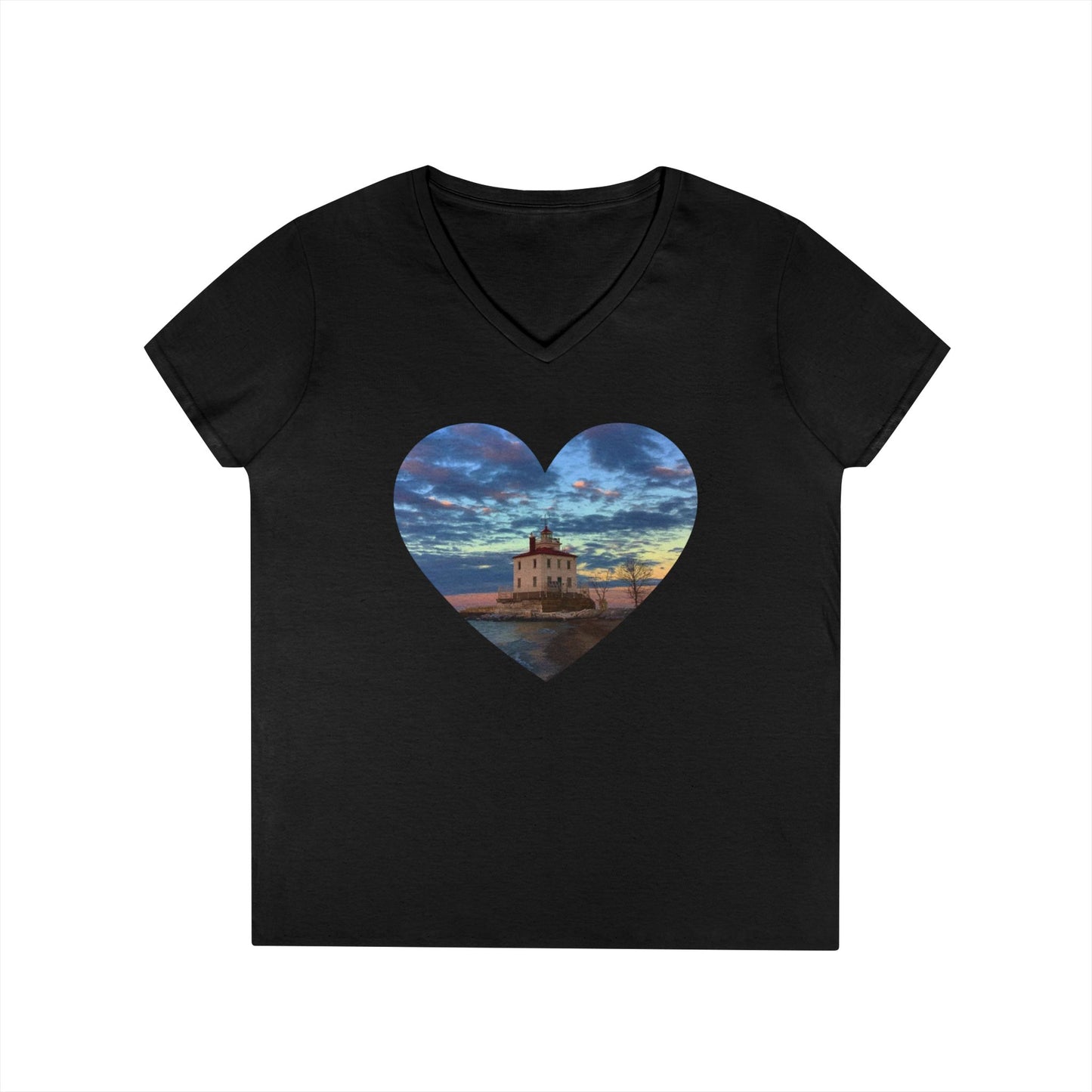 Ladies' V-Neck T-Shirt • 10 colors • "Love the Winter at the Light"