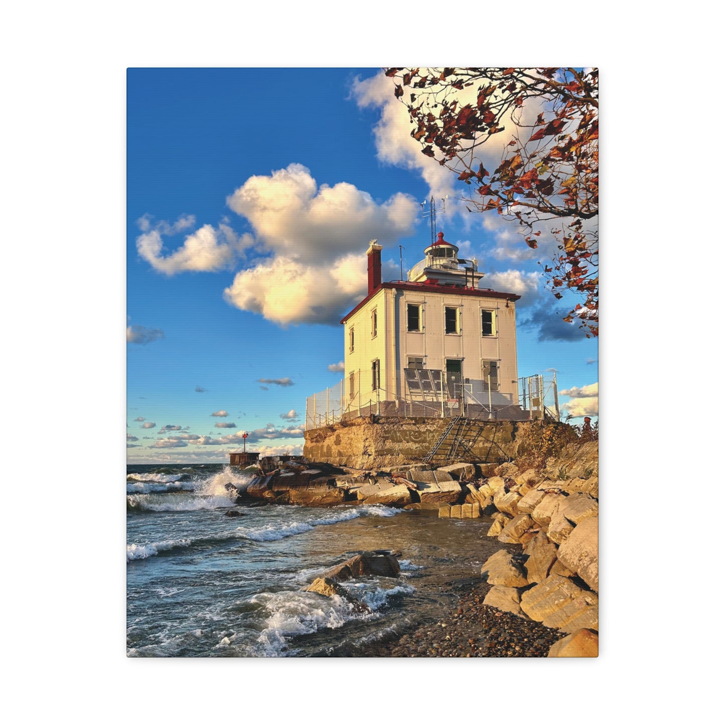 Colorful Canvas Print • "Fairport Harbor West Breakwater Light" • Vertical or Horizontal orientations • Sizes from 8"x10" to 30"x40"