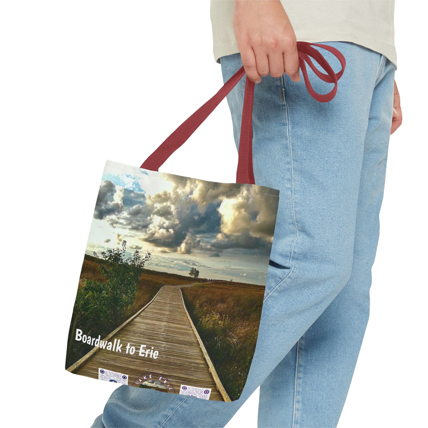 Stylish Photo Tote Bag • "Boardwalk to Erie" • 5 color handle choices
