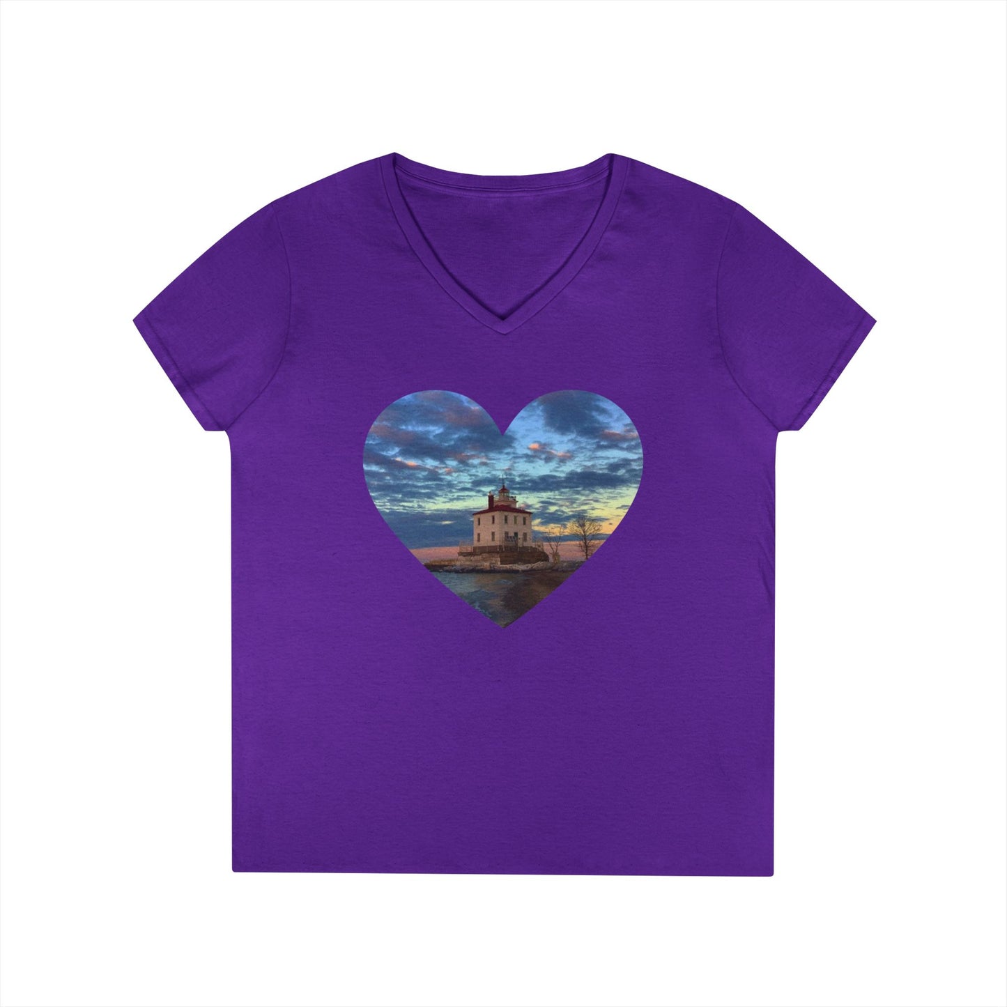 Ladies' V-Neck T-Shirt • 10 colors • "Love the Winter at the Light"