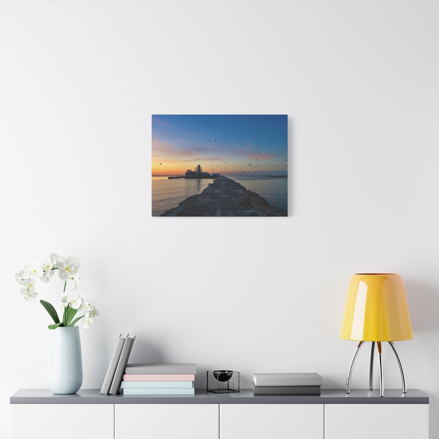 Colorful Canvas Print • "Breakwater Birds" • Vertical or Horizontal orientations • Sizes from 8"x10" to 30"x40"