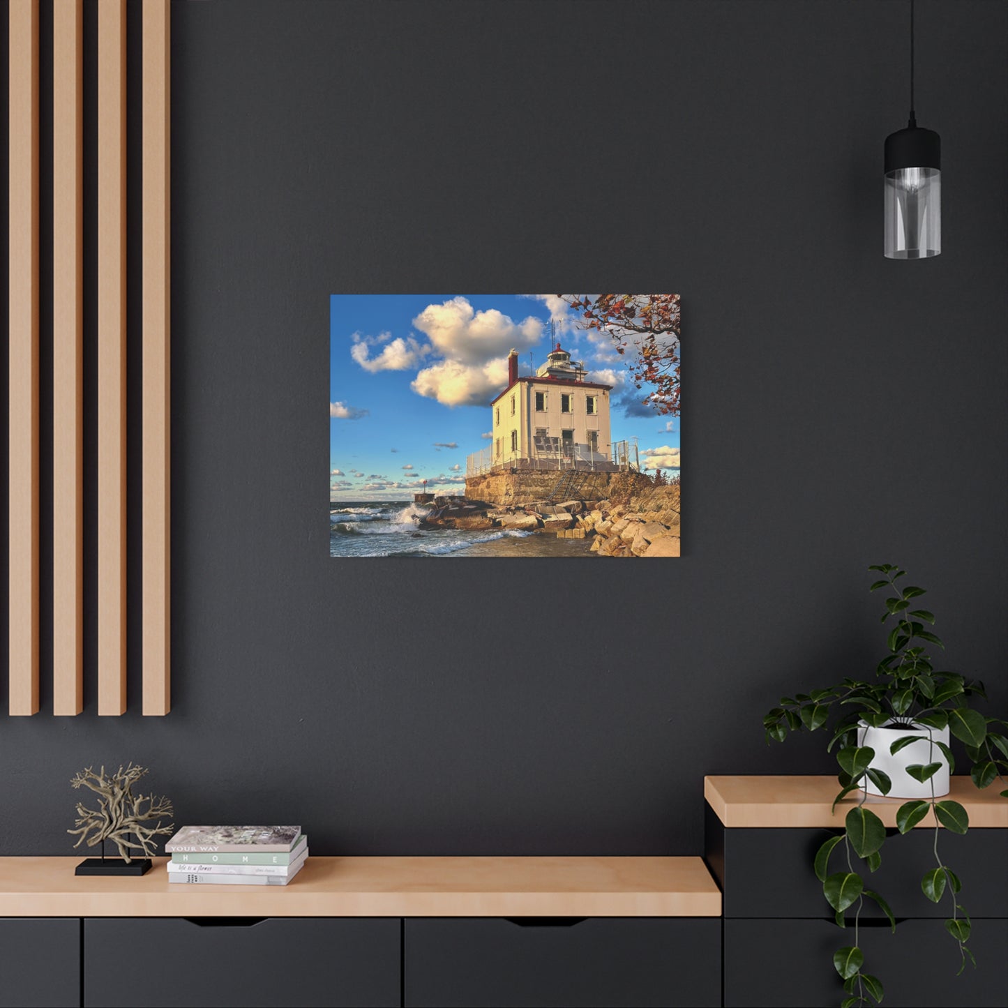 Colorful Canvas Print • "Fairport Harbor West Breakwater Light" • Vertical or Horizontal orientations • Sizes from 8"x10" to 30"x40"