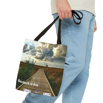 Stylish Photo Tote Bag • "Boardwalk to Erie" • 5 color handle choices