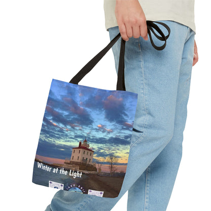 Stylish Photo Tote Bag • "Winter at the Light" • 5 color handle choices