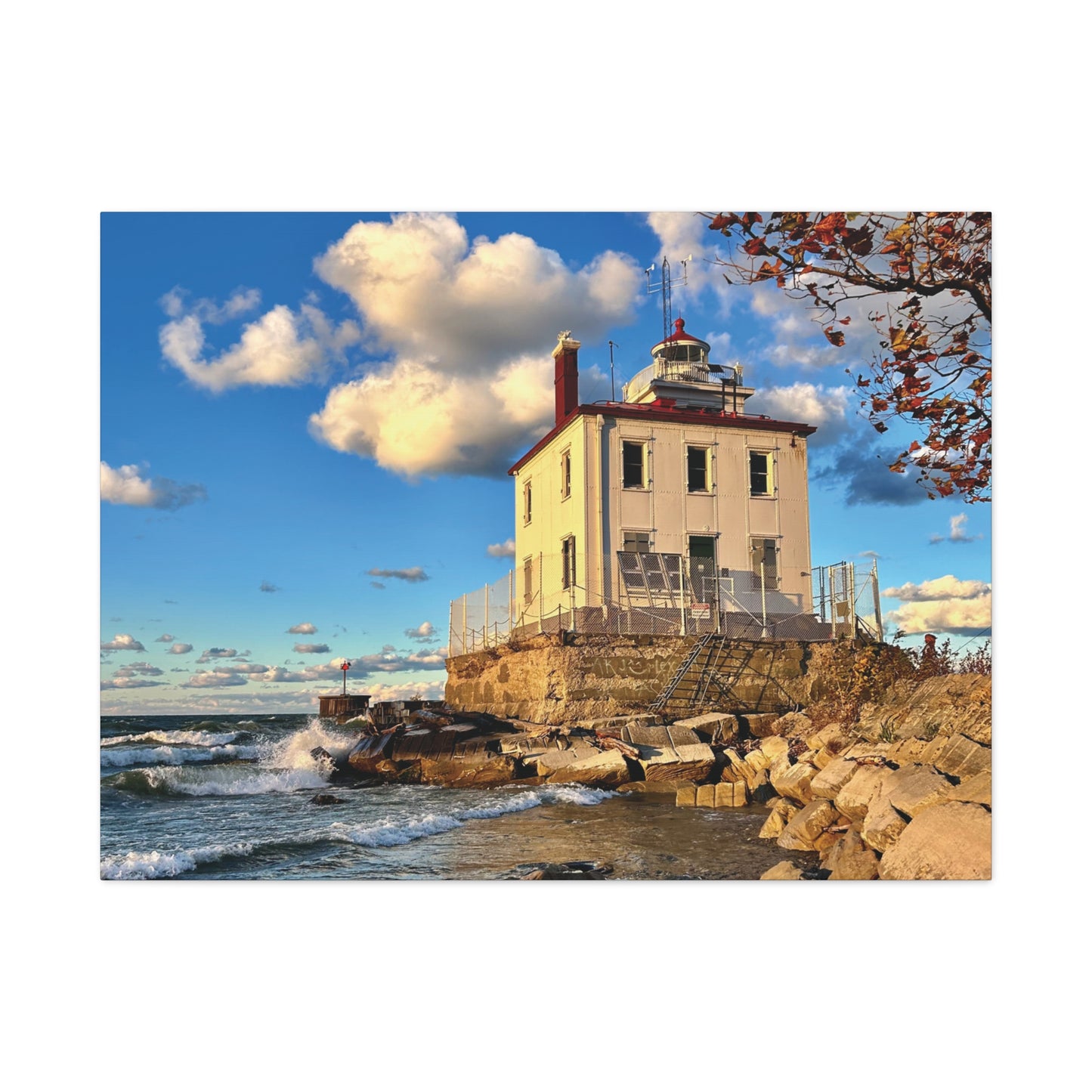 Colorful Canvas Print • "Fairport Harbor West Breakwater Light" • Vertical or Horizontal orientations • Sizes from 8"x10" to 30"x40"
