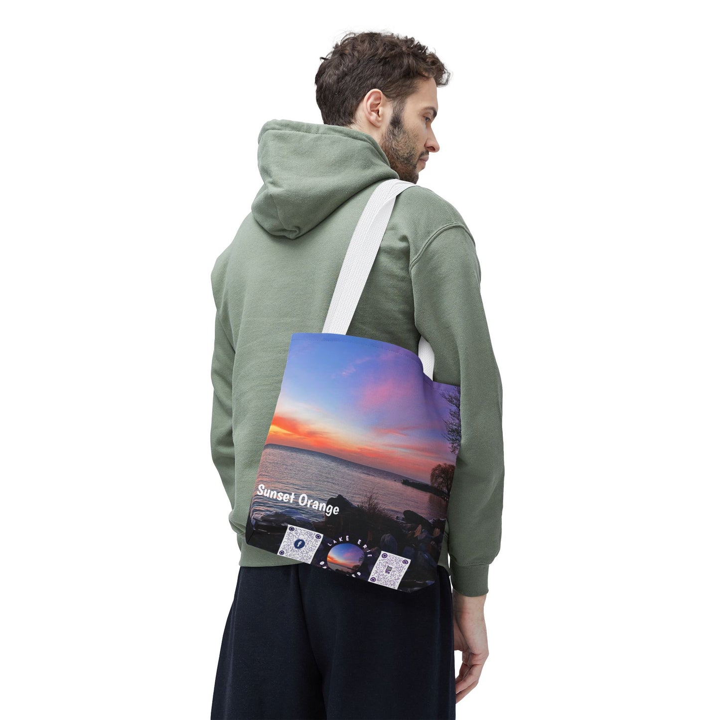 Stylish Photo Tote Bag • "Sunset Orange" • 5 color handle choices