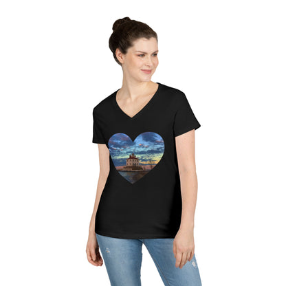 Ladies' V-Neck T-Shirt • 10 colors • "Love the Winter at the Light"