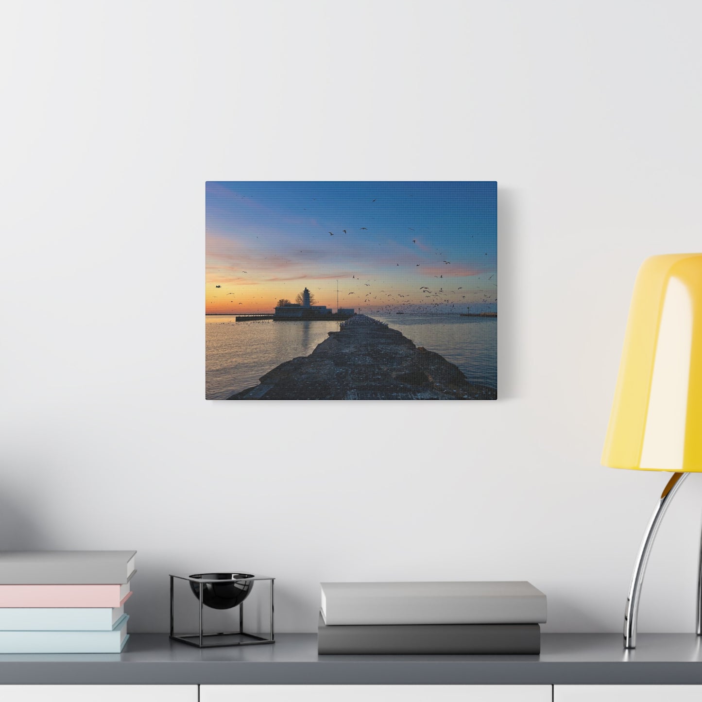 Colorful Canvas Print • "Breakwater Birds" • Vertical or Horizontal orientations • Sizes from 8"x10" to 30"x40"