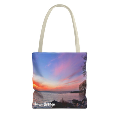 Stylish Photo Tote Bag • "Sunset Orange" • 5 color handle choices