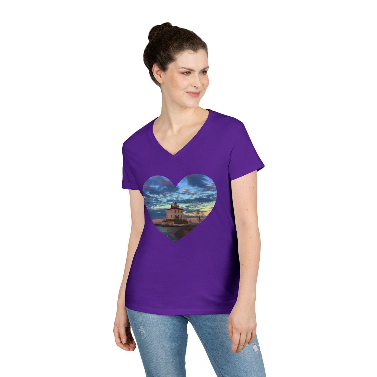 Ladies' V-Neck T-Shirt • 10 colors • "Love the Winter at the Light"