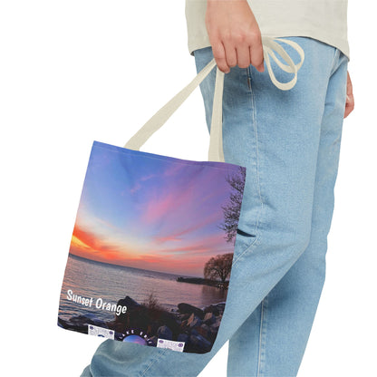 Stylish Photo Tote Bag • "Sunset Orange" • 5 color handle choices