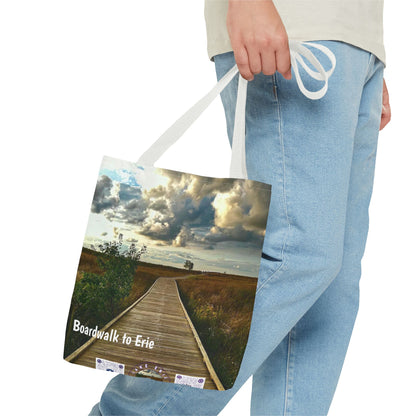 Stylish Photo Tote Bag • "Boardwalk to Erie" • 5 color handle choices