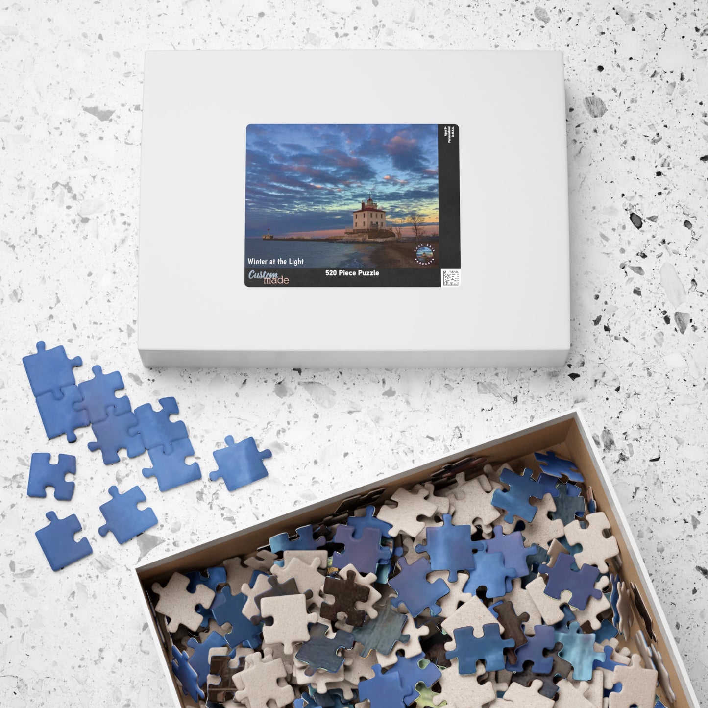 Dazzling Jigsaw Puzzle • "Winter at the Light" • 110, 252, 520, & 1014-Piece Puzzles
