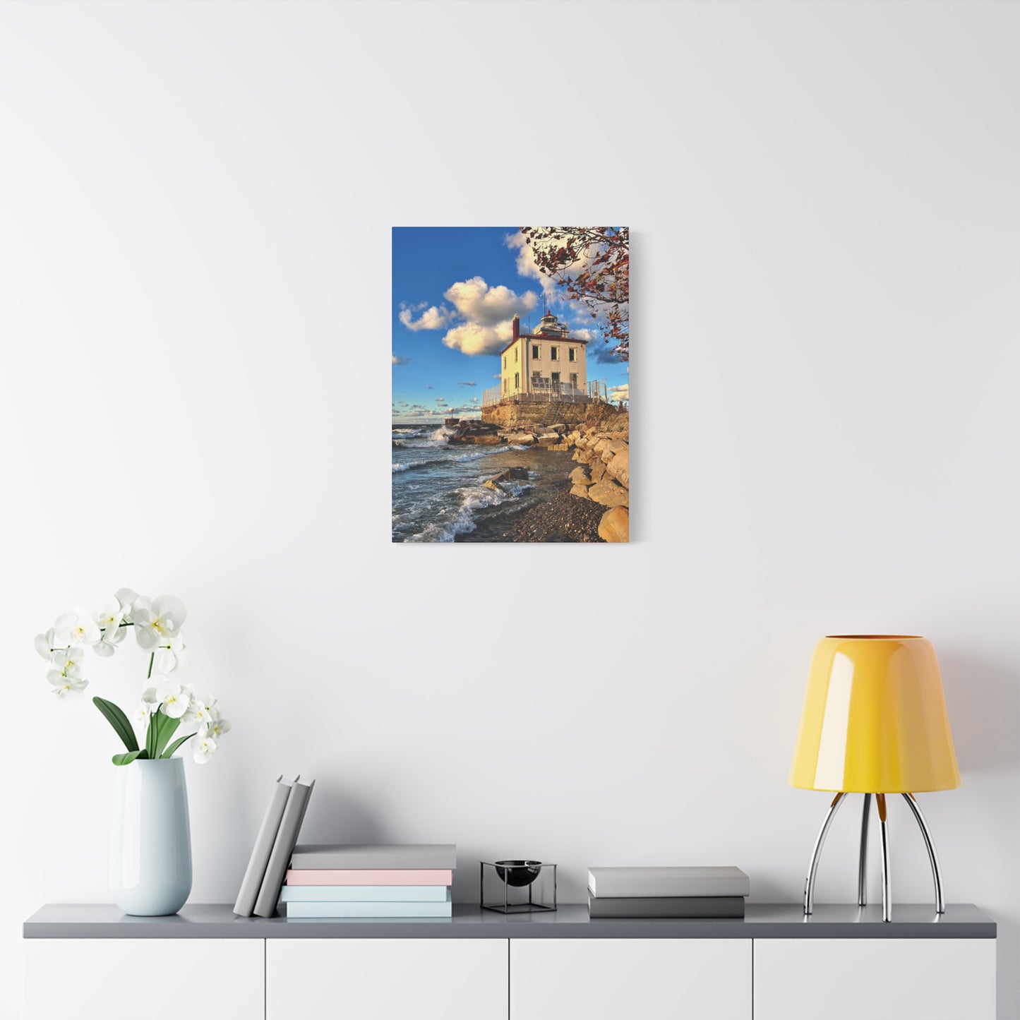 Colorful Canvas Print • "Fairport Harbor West Breakwater Light" • Vertical or Horizontal orientations • Sizes from 8"x10" to 30"x40"